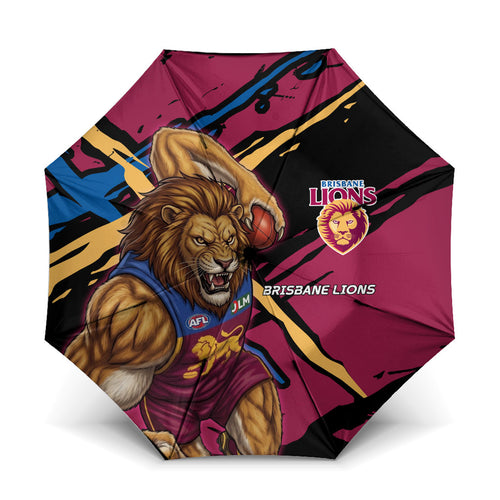 Brisbane Lions Umbrella Lions Muscular Mascot Graphic - Abstract Paint Splatter Art