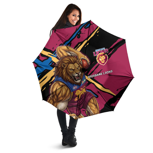 Brisbane Lions Umbrella Lions Muscular Mascot Graphic - Abstract Paint Splatter Art