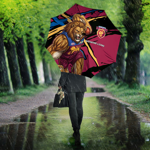 Brisbane Lions Umbrella Lions Muscular Mascot Graphic - Abstract Paint Splatter Art