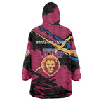 Brisbane Lions Wearable Blanket Hoodie Lions Muscular Mascot Graphic - Abstract Paint Splatter Art