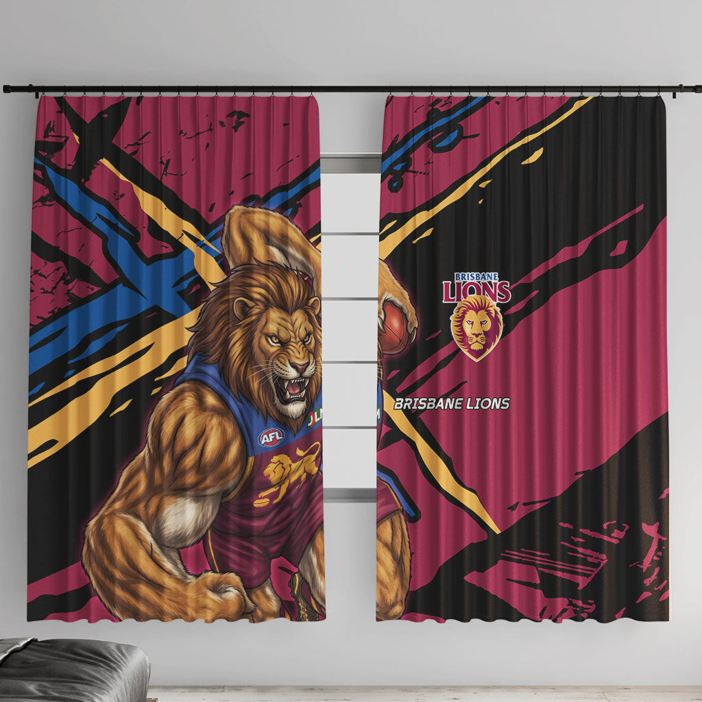 Brisbane Lions Window Curtain Lions Muscular Mascot Graphic - Abstract Paint Splatter Art