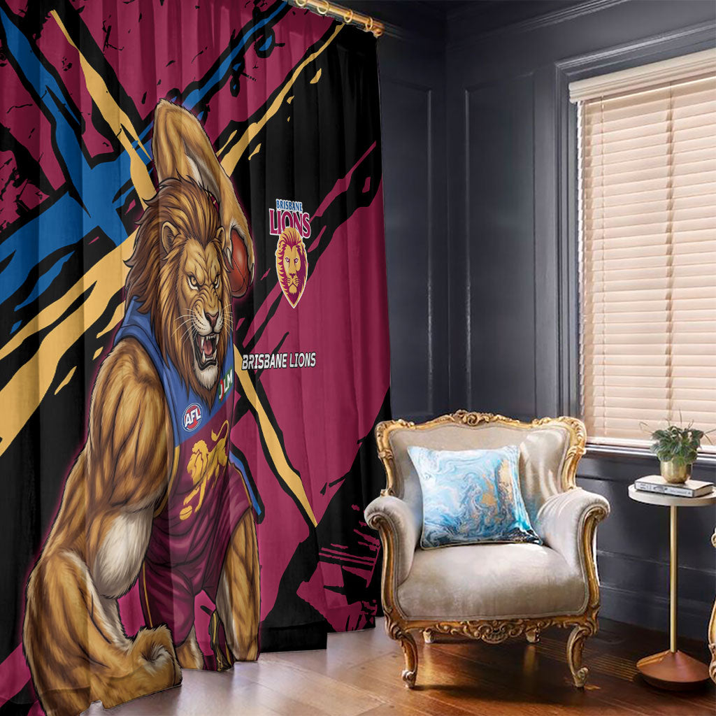 Brisbane Lions Window Curtain Lions Muscular Mascot Graphic - Abstract Paint Splatter Art