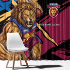 Brisbane Lions Window Curtain Lions Muscular Mascot Graphic - Abstract Paint Splatter Art