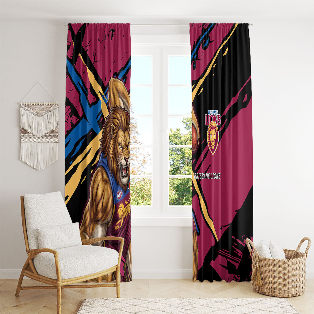 Brisbane Lions Window Curtain Lions Muscular Mascot Graphic - Abstract Paint Splatter Art