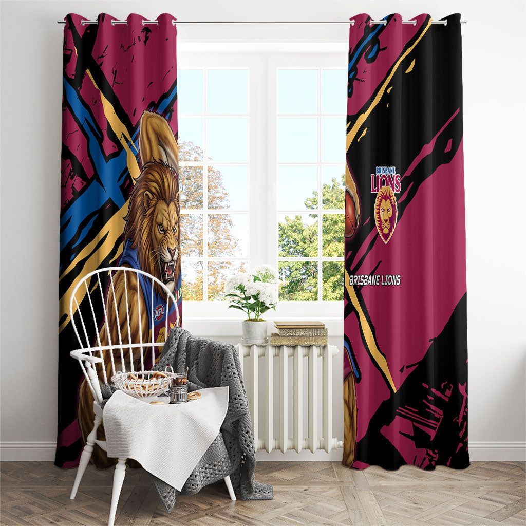Brisbane Lions Window Curtain Lions Muscular Mascot Graphic - Abstract Paint Splatter Art