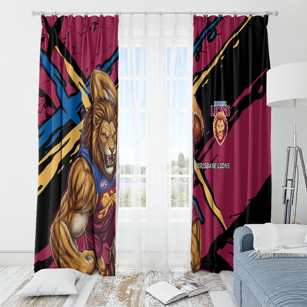 Brisbane Lions Window Curtain Lions Muscular Mascot Graphic - Abstract Paint Splatter Art