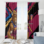 Brisbane Lions Window Curtain Lions Muscular Mascot Graphic - Abstract Paint Splatter Art
