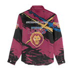 Brisbane Lions Women Casual Shirt Lions Muscular Mascot Graphic - Abstract Paint Splatter Art