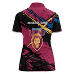 Brisbane Lions Women Polo Shirt Lions Muscular Mascot Graphic - Abstract Paint Splatter Art