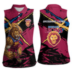 Brisbane Lions Women Sleeveless Polo Shirt Lions Muscular Mascot Graphic - Abstract Paint Splatter Art