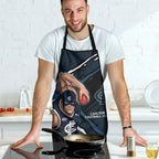 Carlton Football Club Apron Blues Muscular Mascot Graphic - Abstract Paint Splatter Art