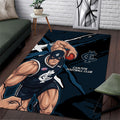 Carlton Football Club Area Rug Blues Muscular Mascot Graphic - Abstract Paint Splatter Art