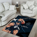 Carlton Football Club Area Rug Blues Muscular Mascot Graphic - Abstract Paint Splatter Art