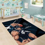 Carlton Football Club Area Rug Blues Muscular Mascot Graphic - Abstract Paint Splatter Art