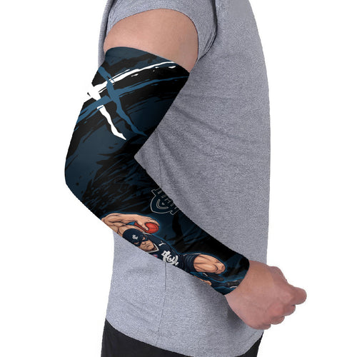 Carlton Football Club Arm Sleeves Blues Muscular Mascot Graphic - Abstract Paint Splatter Art