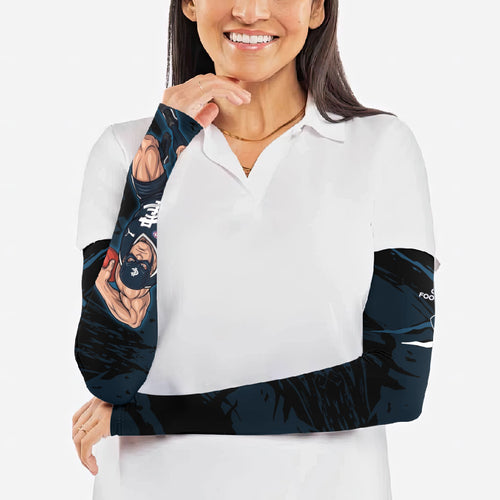 Carlton Football Club Arm Sleeves Blues Muscular Mascot Graphic - Abstract Paint Splatter Art