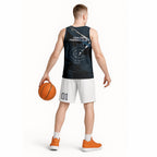 Carlton Football Club Basketball Jersey Blues Muscular Mascot Graphic - Abstract Paint Splatter Art