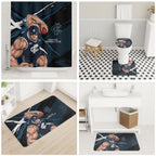 Carlton Football Club Bathroom Set Blues Muscular Mascot Graphic - Abstract Paint Splatter Art