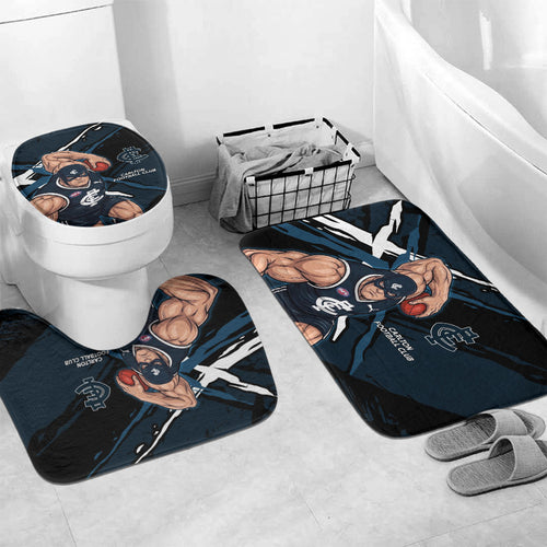Carlton Football Club Bathroom Set Blues Muscular Mascot Graphic - Abstract Paint Splatter Art