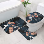 Carlton Football Club Bathroom Set Blues Muscular Mascot Graphic - Abstract Paint Splatter Art