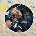 Carlton Football Club Beach Blanket Blues Muscular Mascot Graphic - Abstract Paint Splatter Art