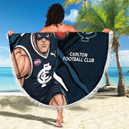 Carlton Football Club Beach Blanket Blues Muscular Mascot Graphic - Abstract Paint Splatter Art