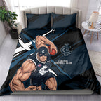 Carlton Football Club Bedding Set Blues Muscular Mascot Graphic - Abstract Paint Splatter Art
