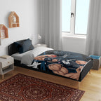 Carlton Football Club Bedding Set Blues Muscular Mascot Graphic - Abstract Paint Splatter Art