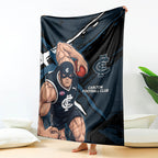 Carlton Football Club Blanket Blues Muscular Mascot Graphic - Abstract Paint Splatter Art