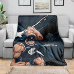 Carlton Football Club Blanket Blues Muscular Mascot Graphic - Abstract Paint Splatter Art