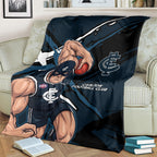 Carlton Football Club Blanket Blues Muscular Mascot Graphic - Abstract Paint Splatter Art
