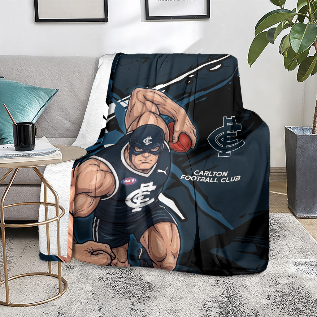 Carlton Football Club Blanket Blues Muscular Mascot Graphic - Abstract Paint Splatter Art