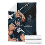 Carlton Football Club Blanket Blues Muscular Mascot Graphic - Abstract Paint Splatter Art