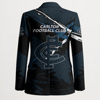 Carlton Football Club Blazer Blues Muscular Mascot Graphic - Abstract Paint Splatter Art