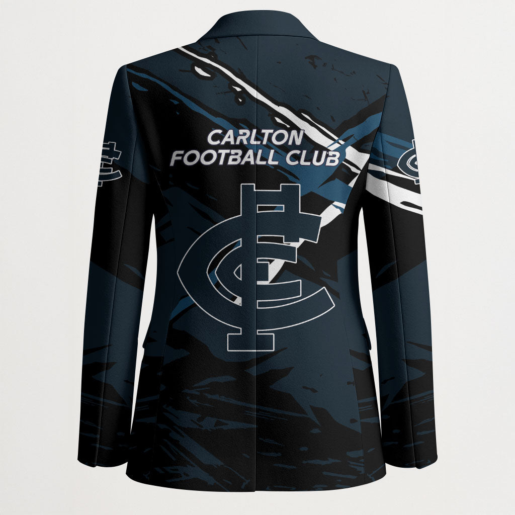 Carlton Football Club Blazer Blues Muscular Mascot Graphic - Abstract Paint Splatter Art