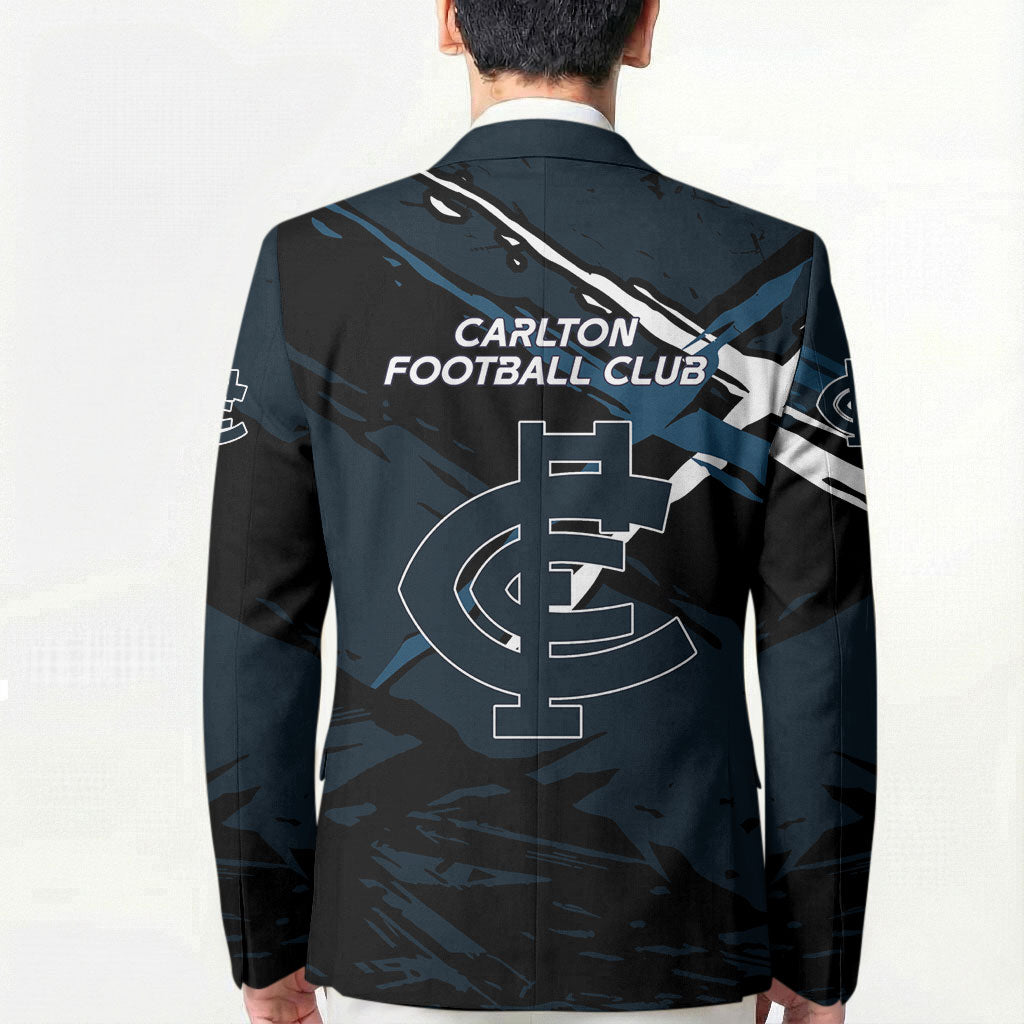 Carlton Football Club Blazer Blues Muscular Mascot Graphic - Abstract Paint Splatter Art