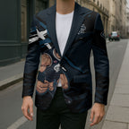 Carlton Football Club Blazer Blues Muscular Mascot Graphic - Abstract Paint Splatter Art