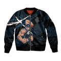 Carlton Football Club Bomber Jacket Blues Muscular Mascot Graphic - Abstract Paint Splatter Art