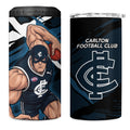 Carlton Football Club 4 in 1 Can Cooler Tumbler Blues Muscular Mascot Graphic - Abstract Paint Splatter Art