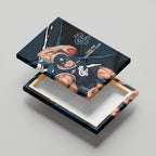 Carlton Football Club Canvas Wall Art Blues Muscular Mascot Graphic - Abstract Paint Splatter Art