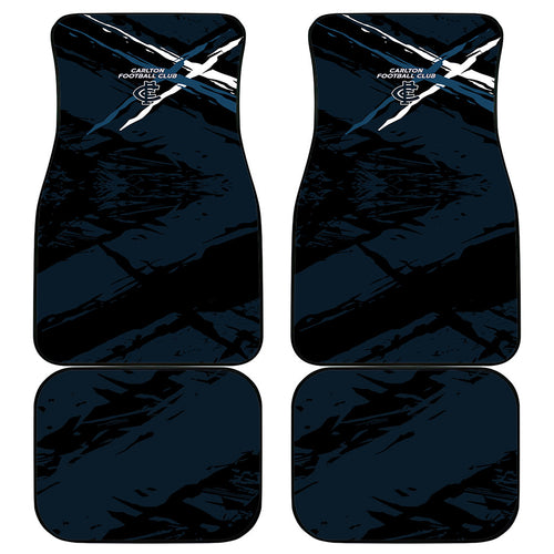 Carlton Football Club Car Mats Blues Muscular Mascot Graphic - Abstract Paint Splatter Art