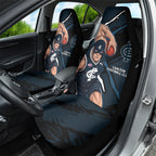 Carlton Football Club Car Seat Cover Blues Muscular Mascot Graphic - Abstract Paint Splatter Art