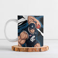 Carlton Football Club Ceramic Mug Blues Muscular Mascot Graphic - Abstract Paint Splatter Art