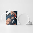 Carlton Football Club Ceramic Mug Blues Muscular Mascot Graphic - Abstract Paint Splatter Art