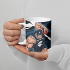 Carlton Football Club Ceramic Mug Blues Muscular Mascot Graphic - Abstract Paint Splatter Art