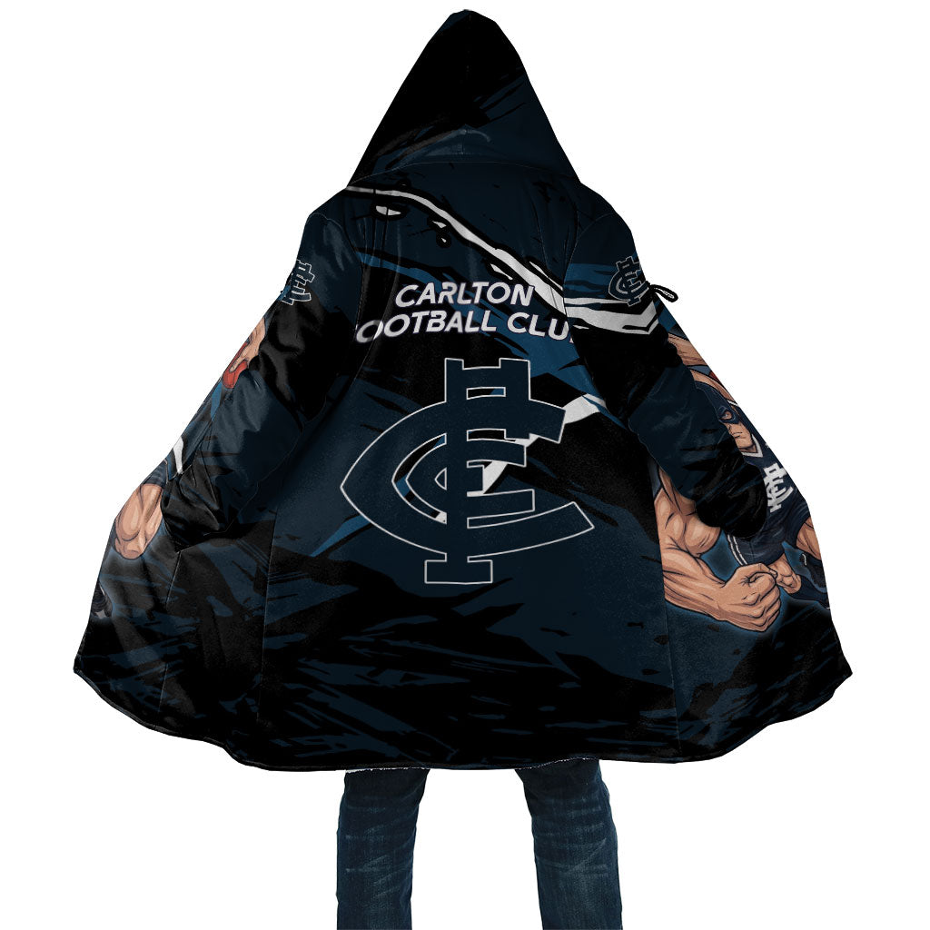 Carlton Football Club Cloak Blues Muscular Mascot Graphic - Abstract Paint Splatter Art
