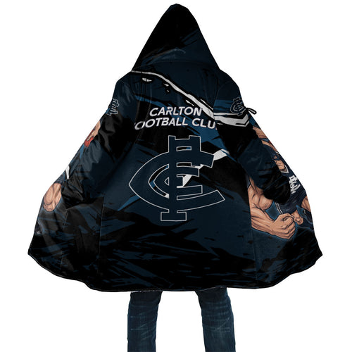 Carlton Football Club Cloak Blues Muscular Mascot Graphic - Abstract Paint Splatter Art