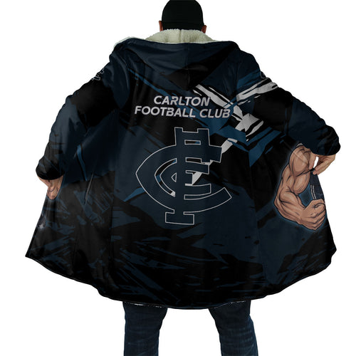 Carlton Football Club Cloak Blues Muscular Mascot Graphic - Abstract Paint Splatter Art