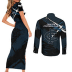 Carlton Football Club Couples Matching Short Sleeve Bodycon Dress and Long Sleeve Button Shirt Blues Muscular Mascot Graphic - Abstract Paint Splatter Art