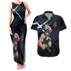 Carlton Football Club Couples Matching Tank Maxi Dress and Hawaiian Shirt Blues Muscular Mascot Graphic - Abstract Paint Splatter Art